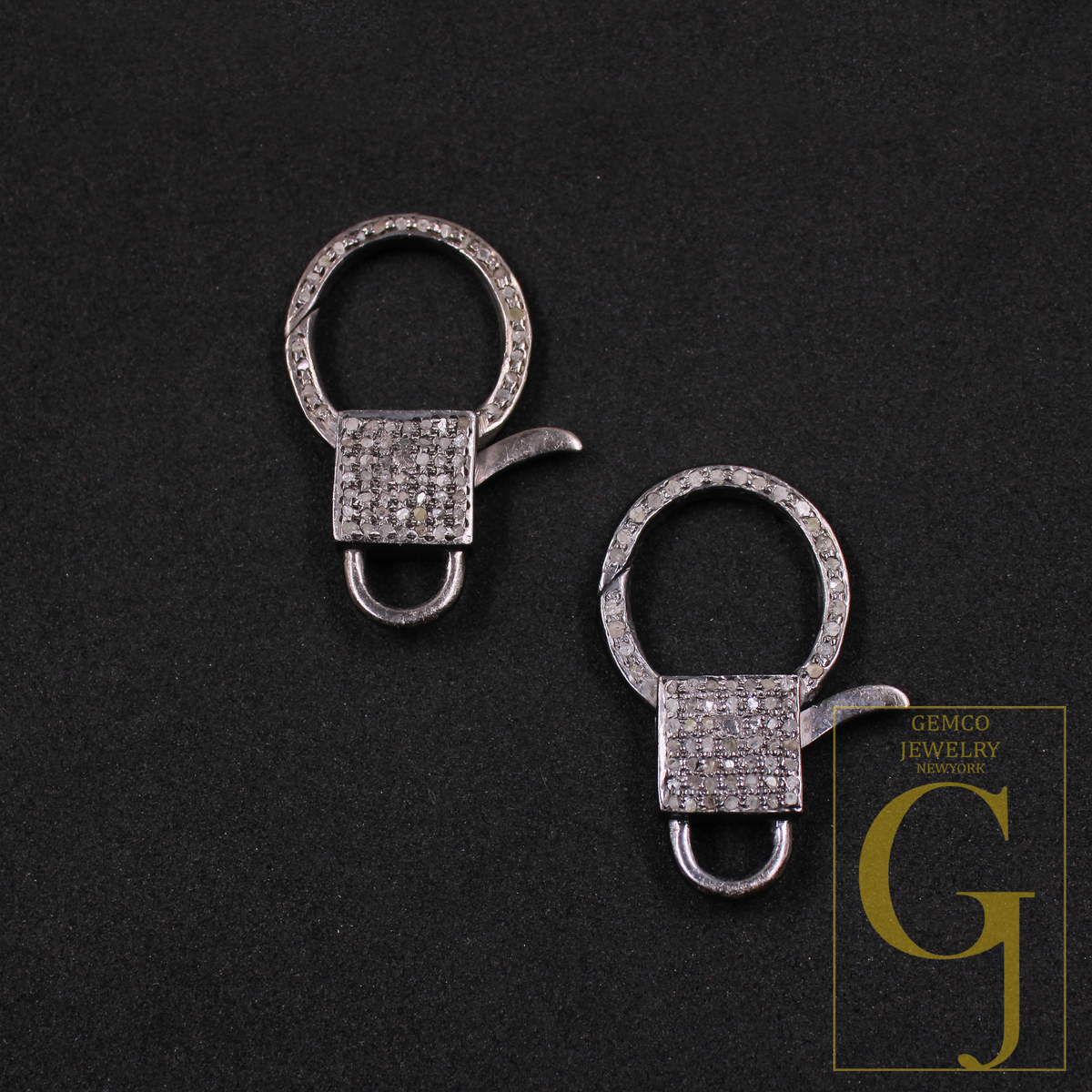 Natural Pave Diamonds Lobster Clasps - 925 Sterling Silver Handmade Finish Designer Clasps Jewelry Making Supplies