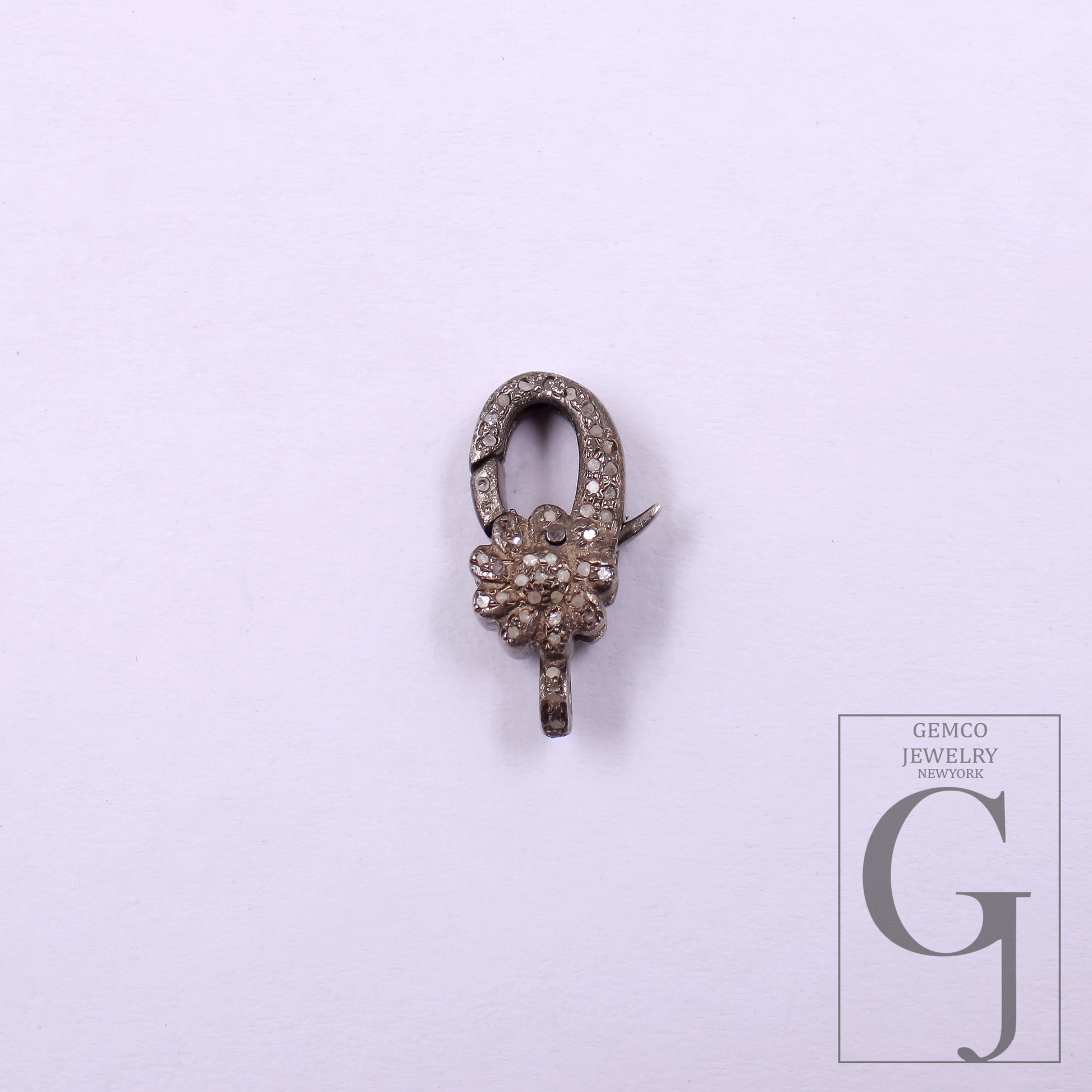 Designer Pave Diamonds Flower Lobster Clasps - 925 Sterling Silver Handmade Finish Clasps For Jewelry Making