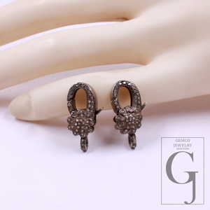 Designer Pave Diamonds Flower Lobster Clasps - 925 Sterling Silver Handmade Finish Clasps For Jewelry Making