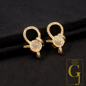 Natural Ethiopian Opal Lobster Clasp With Rosecut Pave Diamond In Vermiel Gold Sterling Silver Handmade Finish Diamond Lobster Clasp Jewelry Supplies