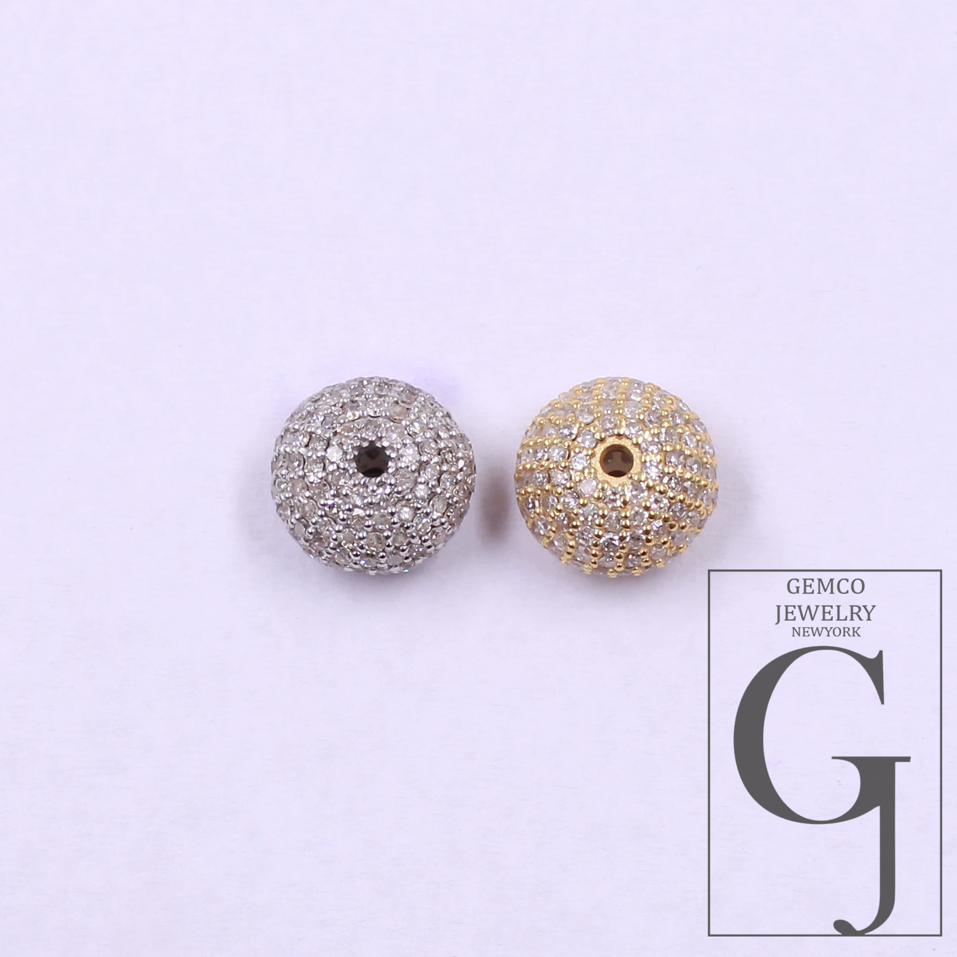 Natural Pave Diamond Bead In Sterling Silver, Handmade Finish Diamond Bead For Jewelry Supplies