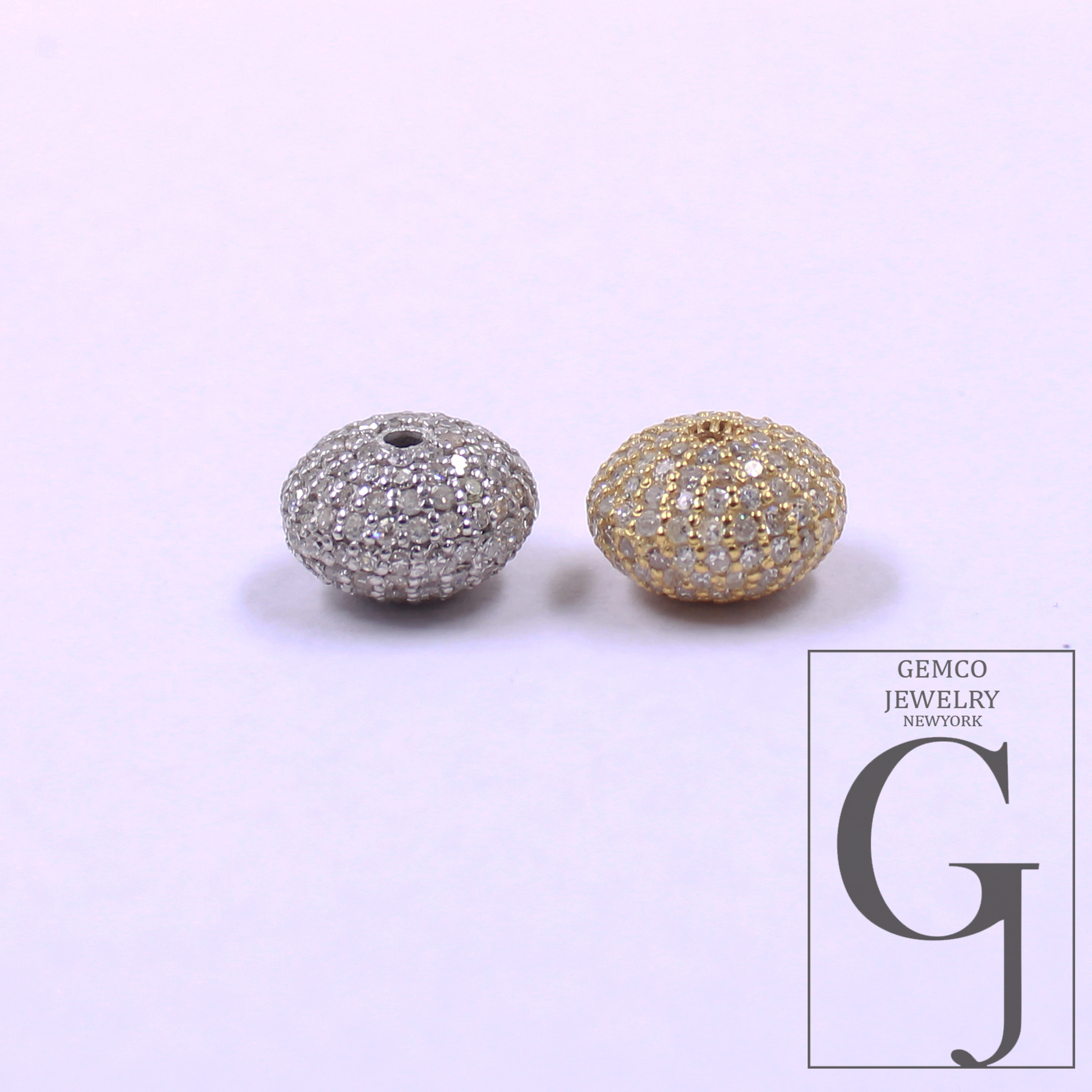 Natural Pave Diamond Bead In Sterling Silver, Handmade Finish Diamond Bead For Jewelry Supplies