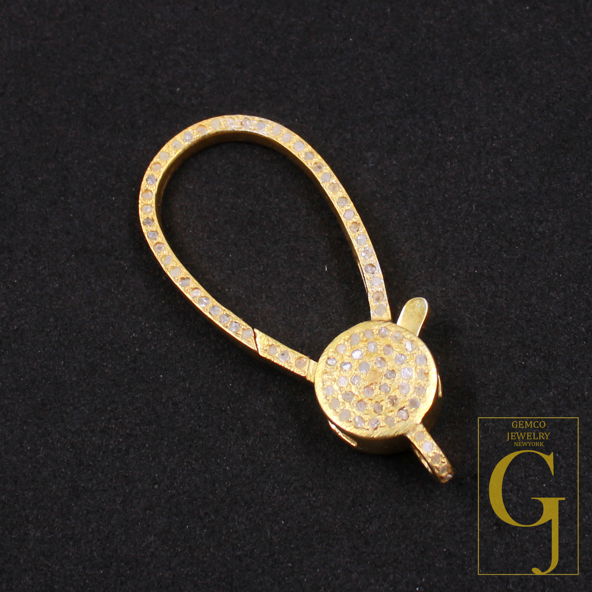 Vermail Gold Rosecut Pave Diamond Lobster Clasp In Sterling Silver Handmade Finish Diamond Clasp For Jewelry Supplies