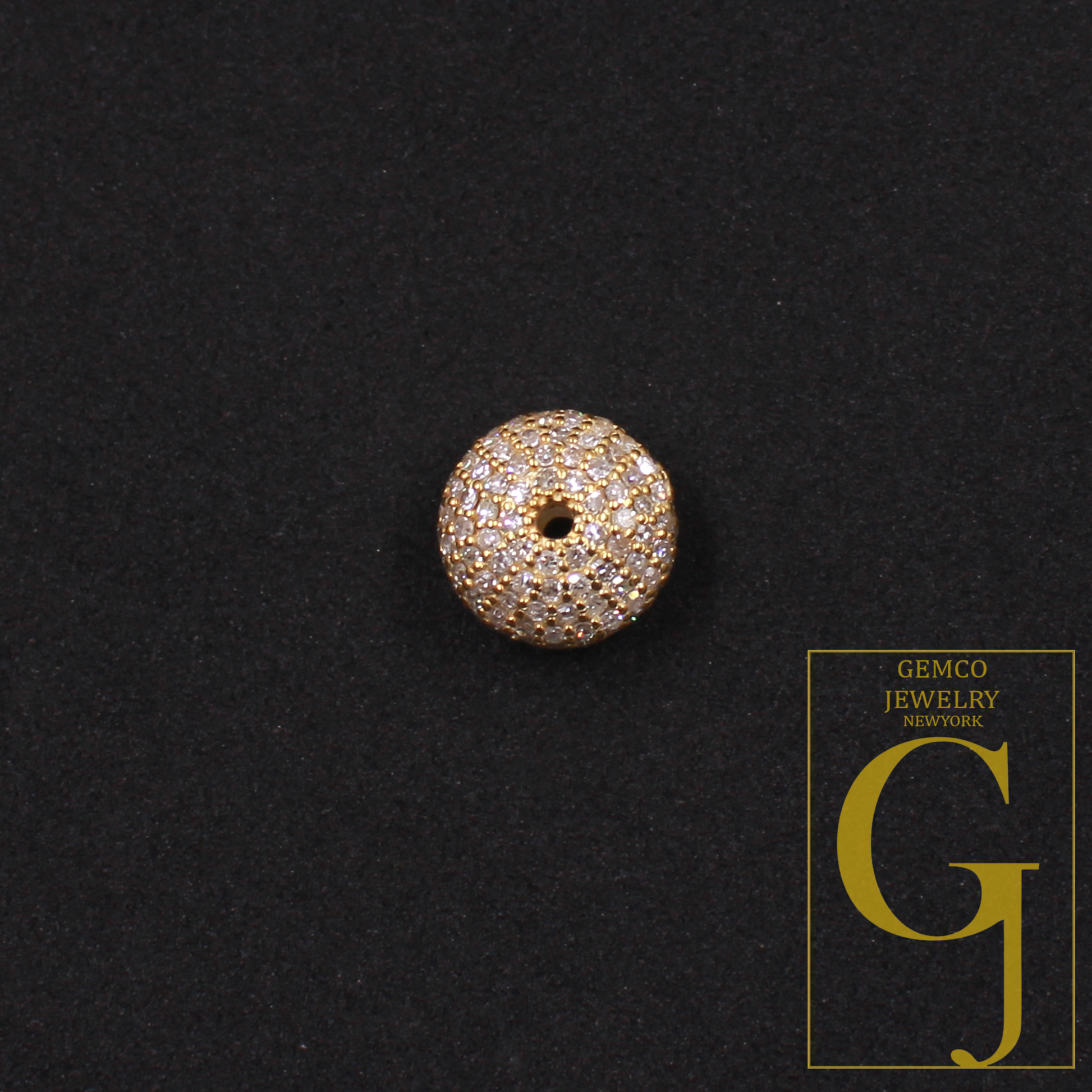 Natural Pave Diamond Bead In Sterling Silver, Handmade Finish Diamond Bead For Jewelry Supplies
