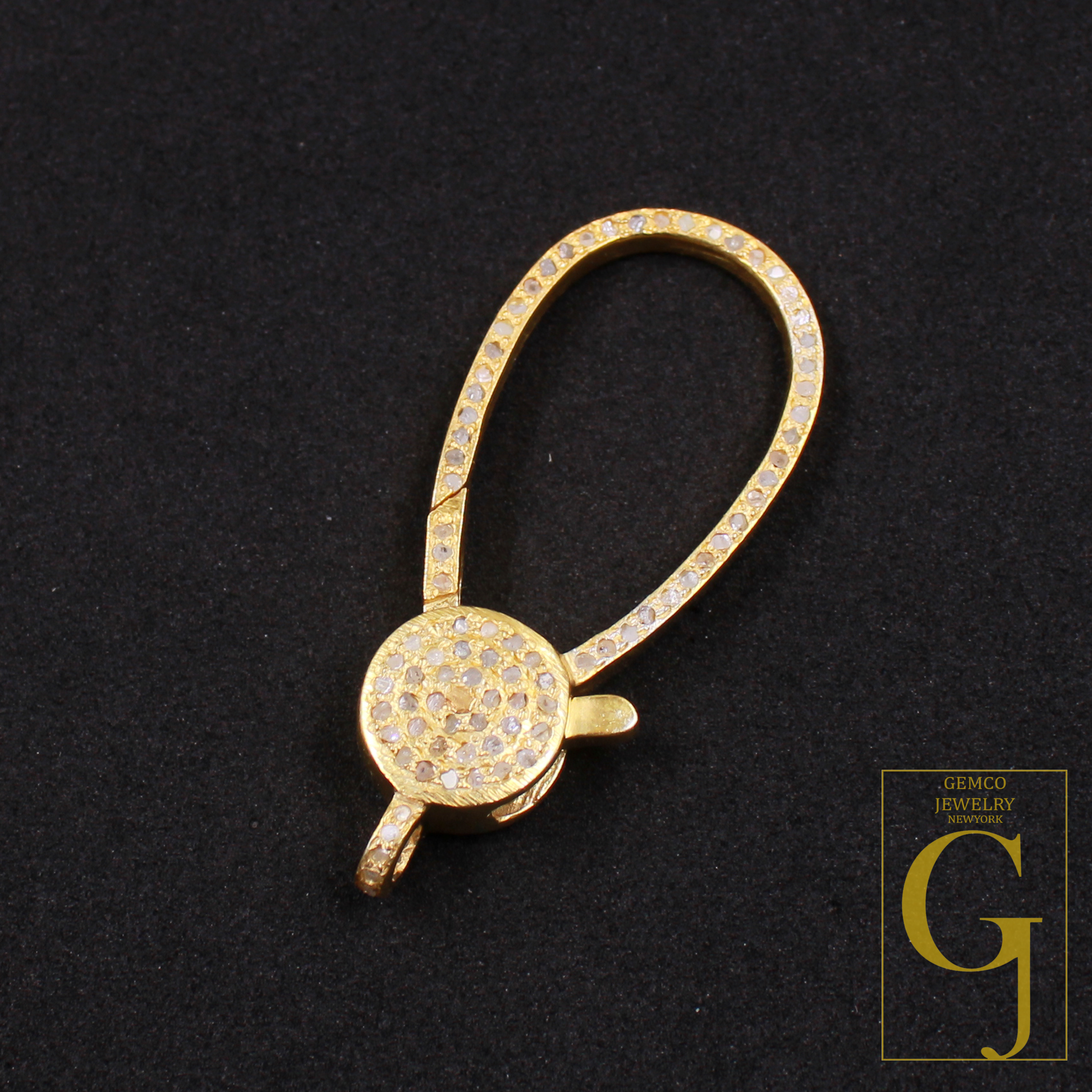 Vermail Gold Rosecut Pave Diamond Lobster Clasp In Sterling Silver Handmade Finish Diamond Clasp For Jewelry Supplies