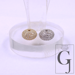 Natural Pave Diamond Bead In Sterling Silver, Handmade Finish Diamond Bead For Jewelry Supplies