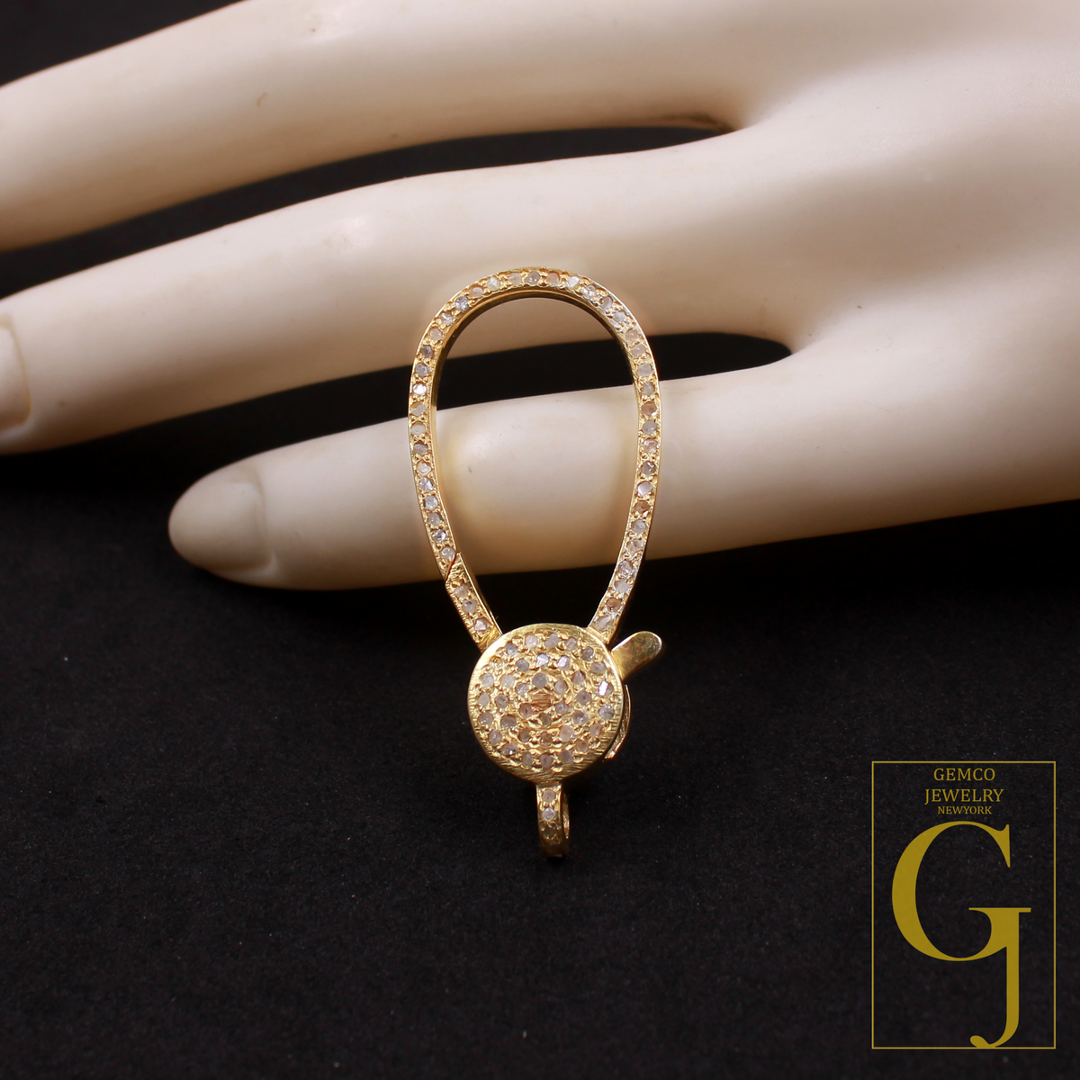 Vermail Gold Rosecut Pave Diamond Lobster Clasp In Sterling Silver Handmade Finish Diamond Clasp For Jewelry Supplies