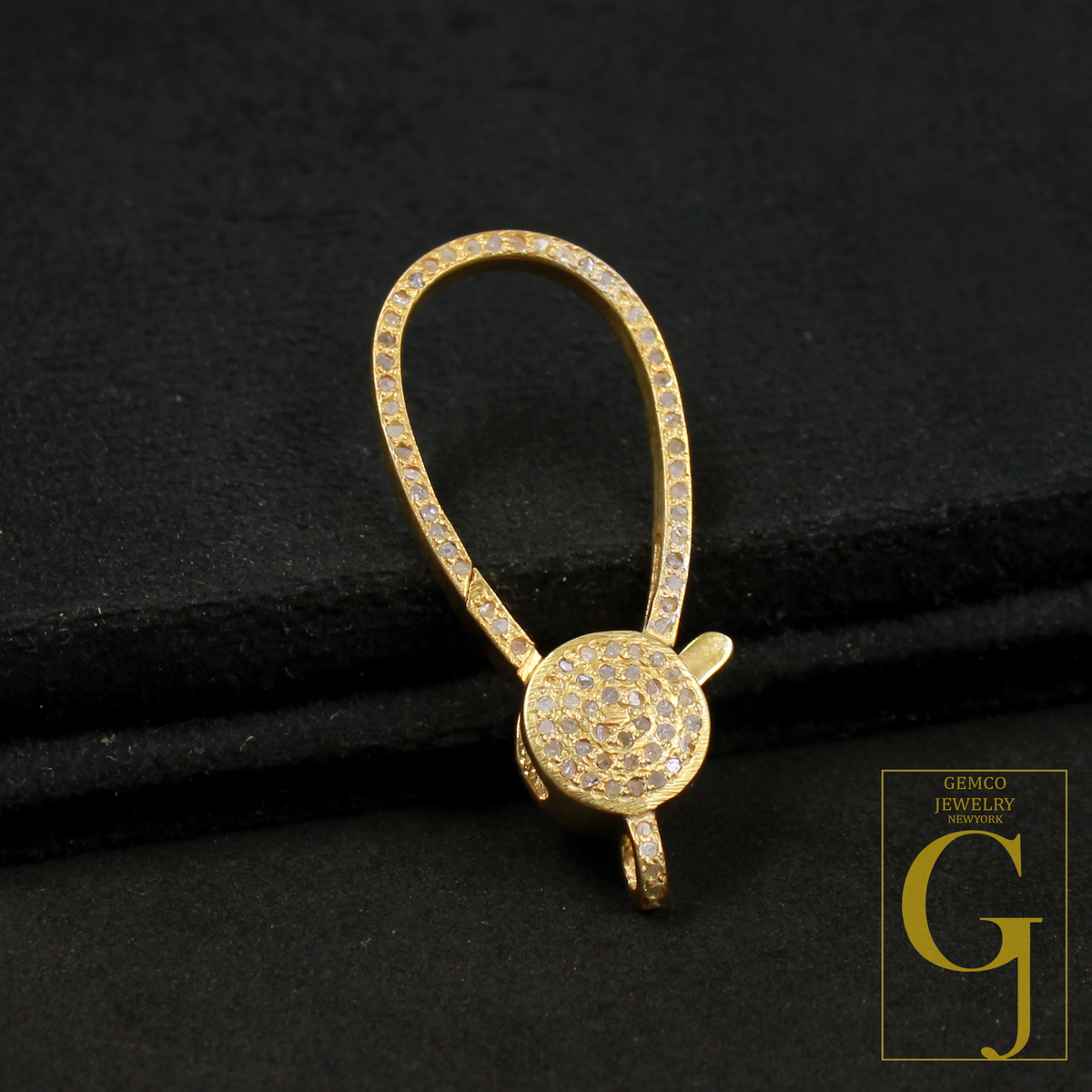 Vermail Gold Rosecut Pave Diamond Lobster Clasp In Sterling Silver Handmade Finish Diamond Clasp For Jewelry Supplies
