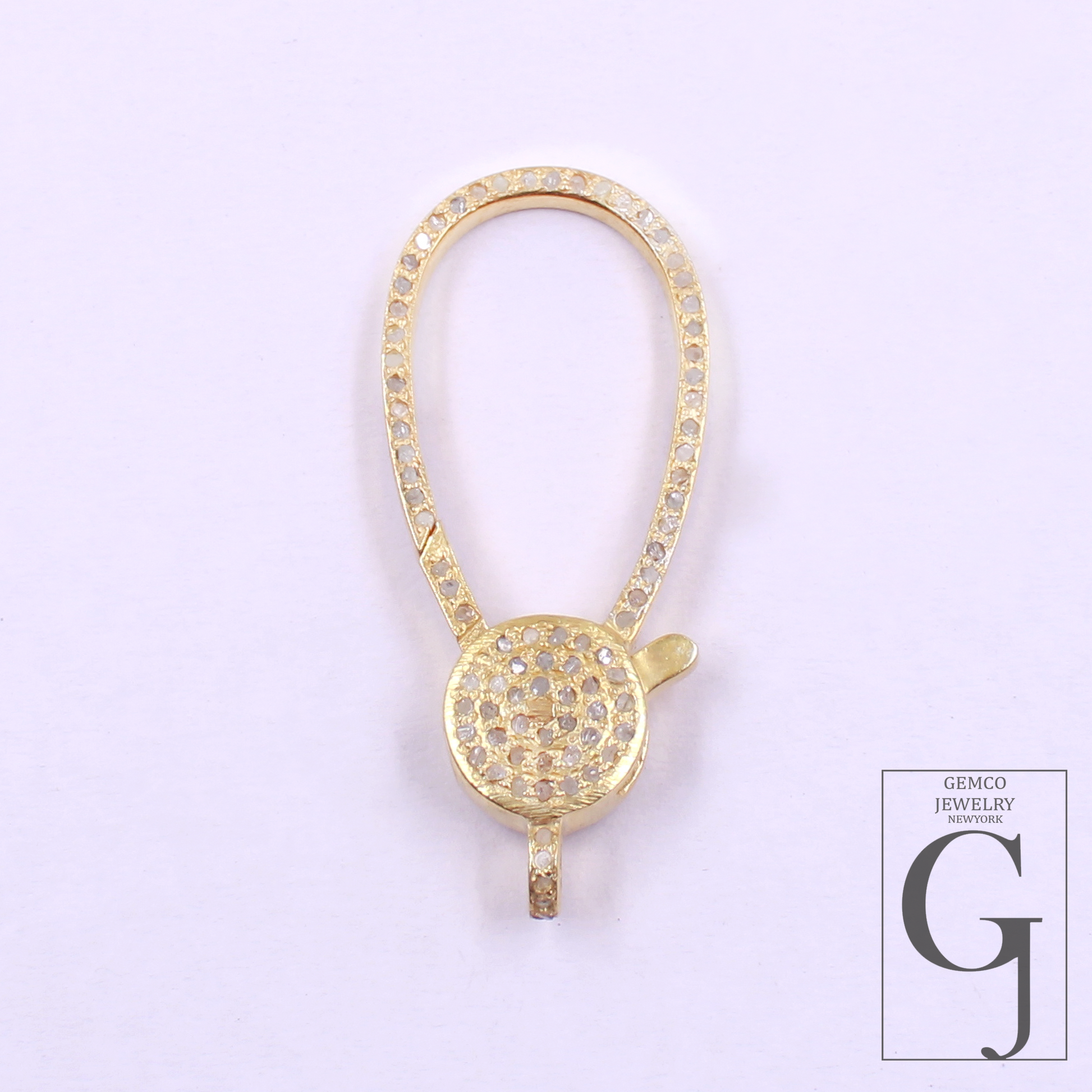 Vermail Gold Rosecut Pave Diamond Lobster Clasp In Sterling Silver Handmade Finish Diamond Clasp For Jewelry Supplies
