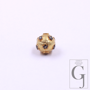 Natural Pave Diamonds Rondelle Bead Handmade Finish Vermeil Gold Sterling Silver Diamond Rondelle Beads