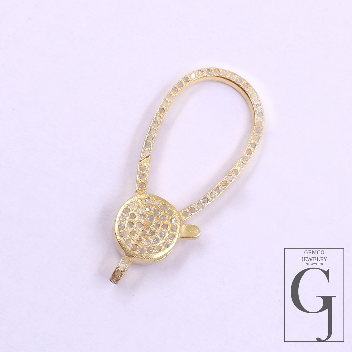 Vermail Gold Rosecut Pave Diamond Lobster Clasp In Sterling Silver Handmade Finish Diamond Clasp For Jewelry Supplies