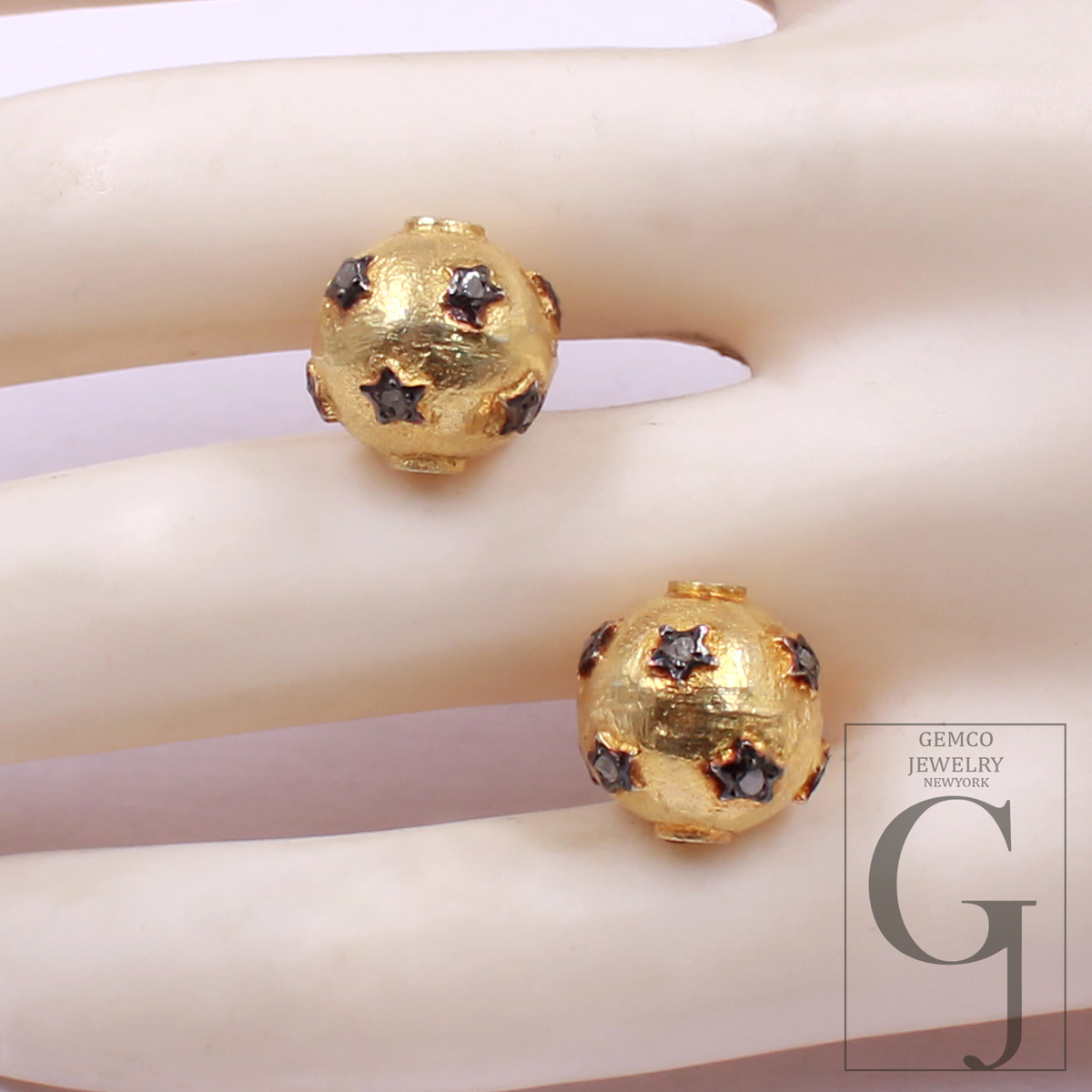 Natural Pave Diamonds Rondelle Bead Handmade Finish Vermeil Gold Sterling Silver Diamond Rondelle Beads