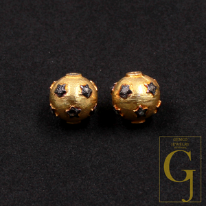 Natural Pave Diamonds Rondelle Bead Handmade Finish Vermeil Gold Sterling Silver Diamond Rondelle Beads