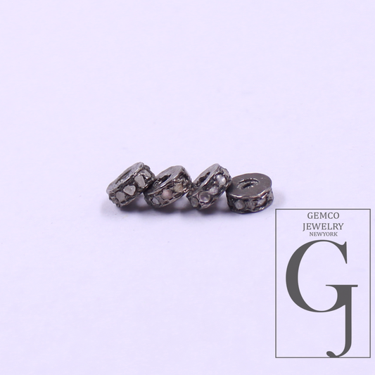 10pc 3mm Handmade Sterling Silver Pave Diamonds Roundel Bead Designer Diamond Beads For Jewelry Supplies