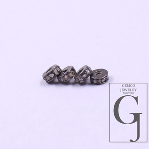 10pc 3mm Handmade Sterling Silver Pave Diamonds Roundel Bead Designer Diamond Beads For Jewelry Supplies