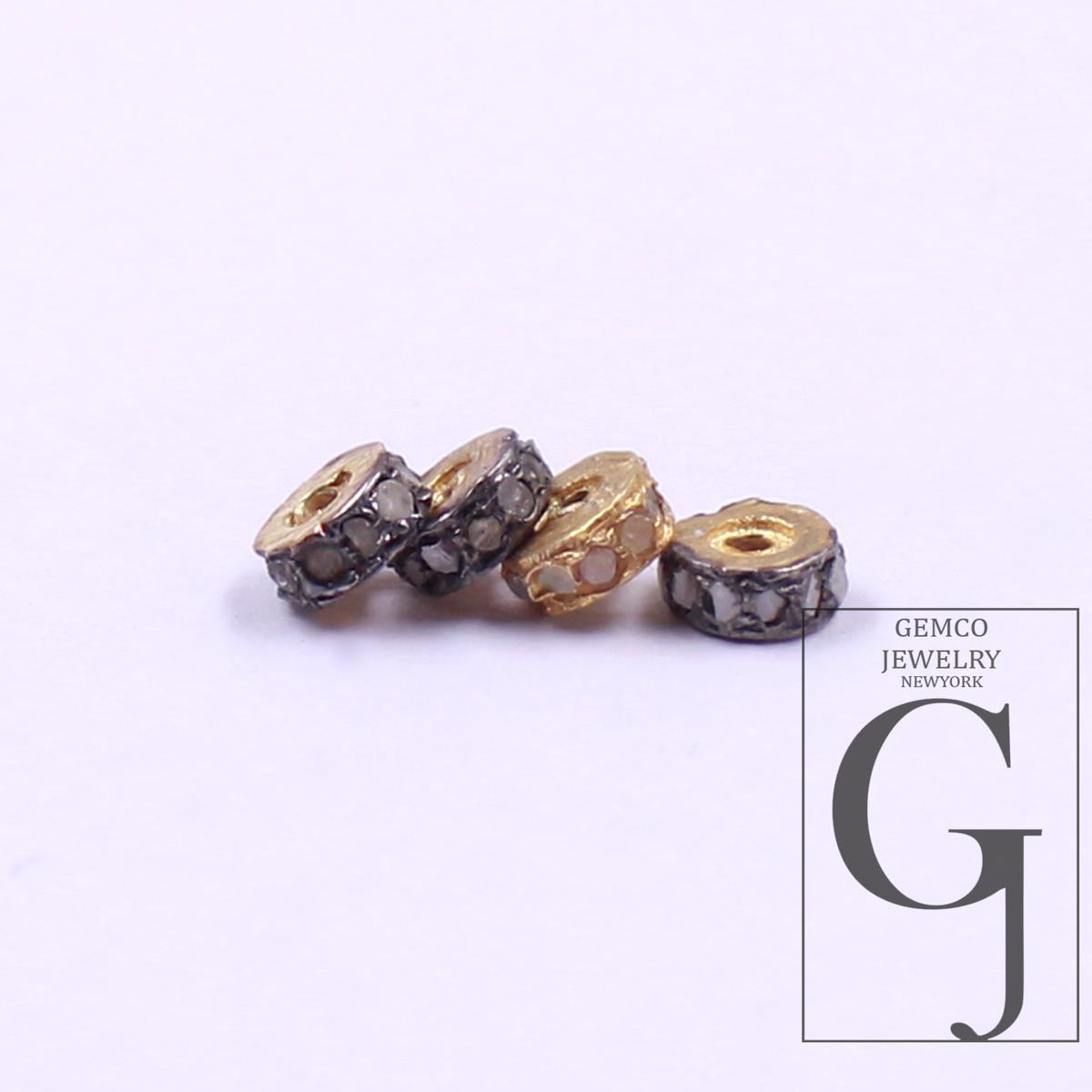 10pc 3mm Handmade Sterling Silver Pave Diamonds Roundel Bead Designer Diamond Beads For Jewelry Supplies