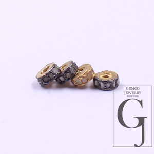 10pc 3mm Handmade Sterling Silver Pave Diamonds Roundel Bead Designer Diamond Beads For Jewelry Supplies