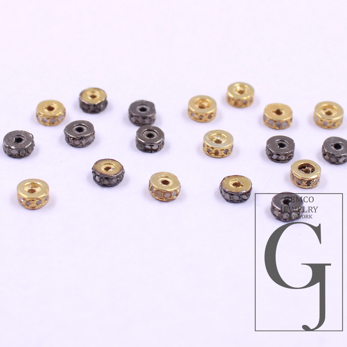 10pc 3mm Handmade Sterling Silver Pave Diamonds Roundel Bead Designer Diamond Beads For Jewelry Supplies