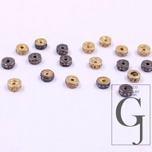 10pc 3mm Handmade Sterling Silver Pave Diamonds Roundel Bead Designer Diamond Beads For Jewelry Supplies