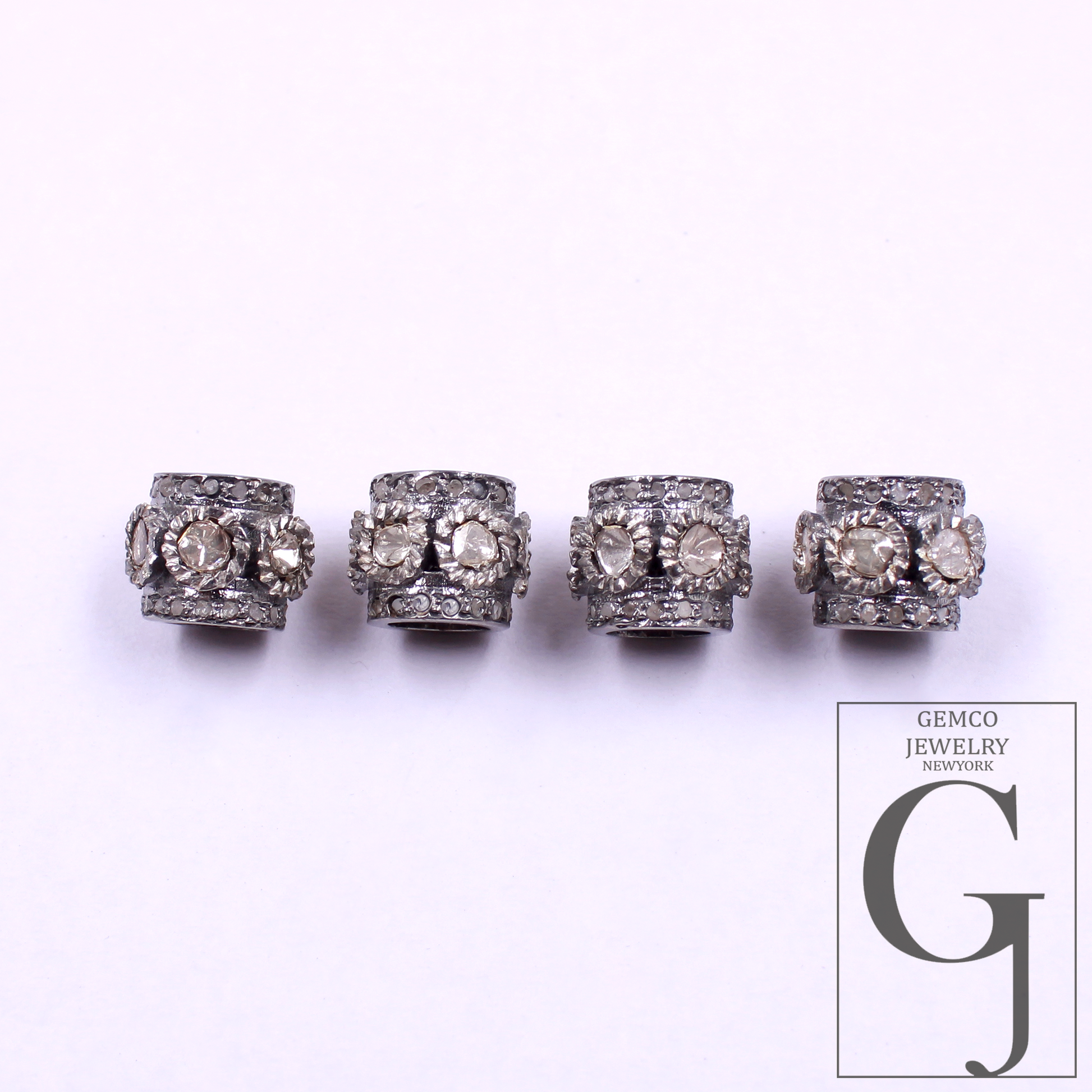 Natural Polki Diamond Beads With Pave Diamond Handmade 925 Sterling Silver Handmade Finish Diamonds Beads For Jewelry Supplies