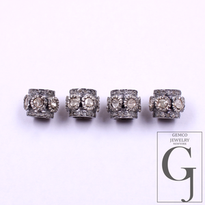 Natural Polki Diamond Beads With Pave Diamond Handmade 925 Sterling Silver Handmade Finish Diamonds Beads For Jewelry Supplies