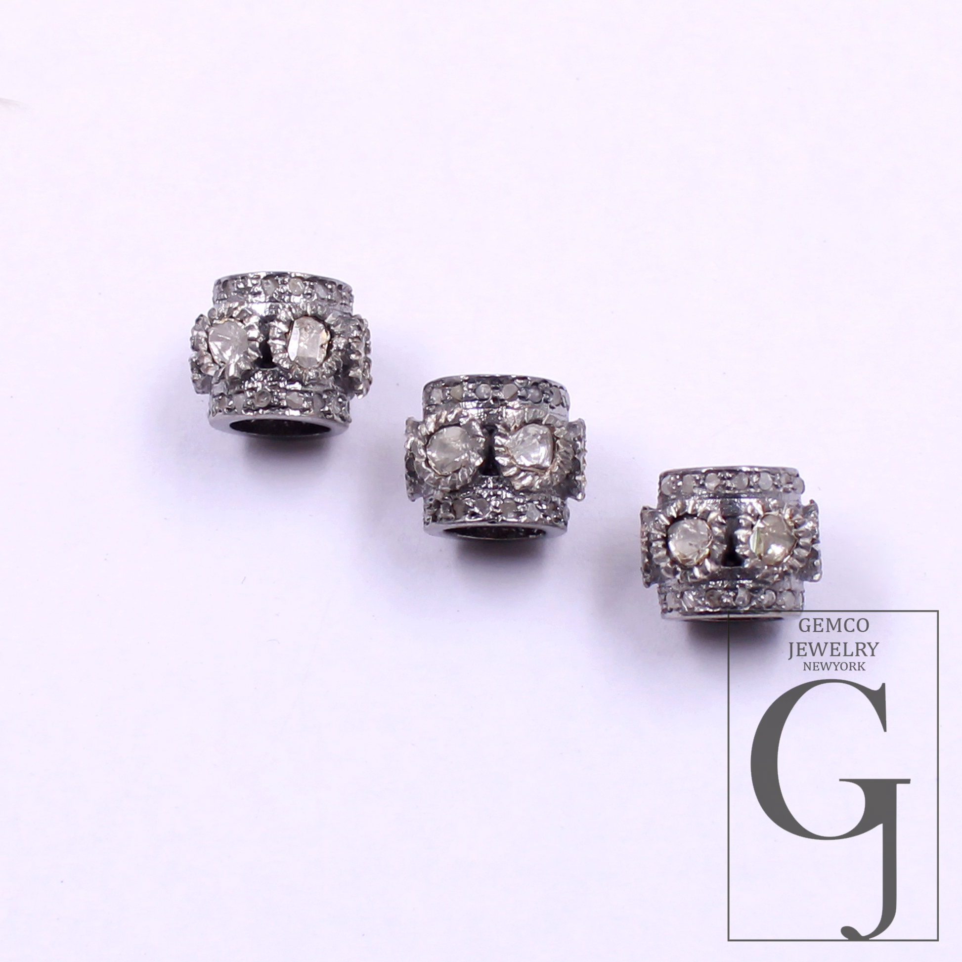 Natural Polki Diamond Beads With Pave Diamond Handmade 925 Sterling Silver Handmade Finish Diamonds Beads For Jewelry Supplies