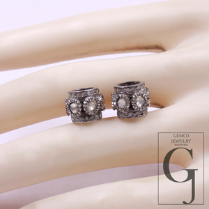 Natural Polki Diamond Beads With Pave Diamond Handmade 925 Sterling Silver Handmade Finish Diamonds Beads For Jewelry Supplies