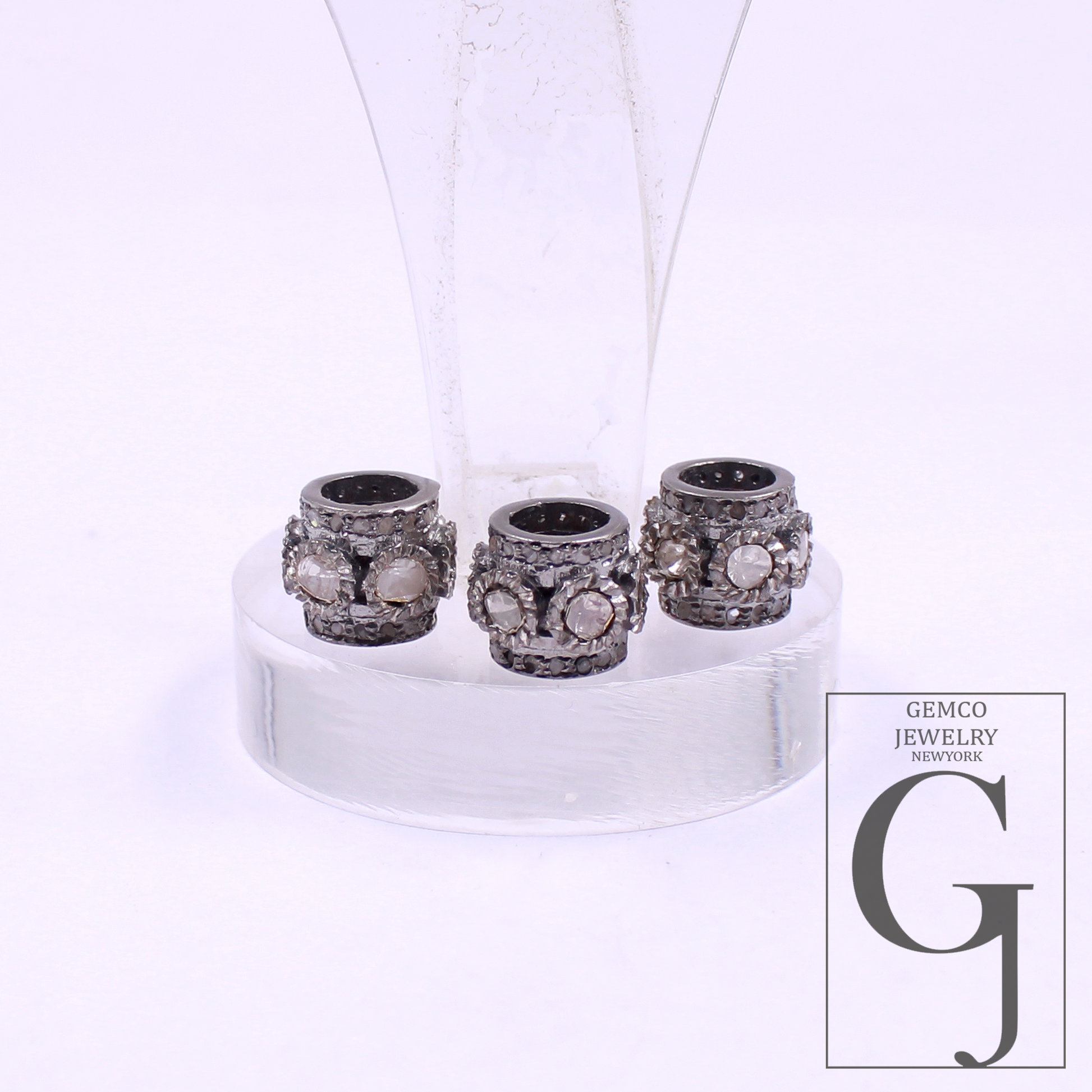 Natural Polki Diamond Beads With Pave Diamond Handmade 925 Sterling Silver Handmade Finish Diamonds Beads For Jewelry Supplies