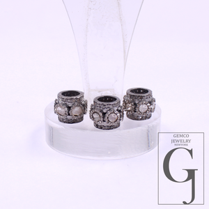 Natural Polki Diamond Beads With Pave Diamond Handmade 925 Sterling Silver Handmade Finish Diamonds Beads For Jewelry Supplies