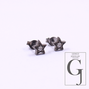 Beautiful Star Earring With Pave Diamond In 925 Sterling Silver Handmade Finish Diamond Jewelry Gift For Her