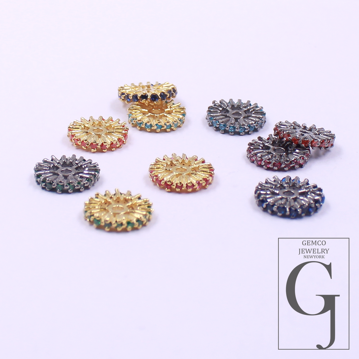 Designer Multi Color Gemstone Roundel Made In 925 Sterling Silver Handmade Finish New Designer Jewelry Making Supply