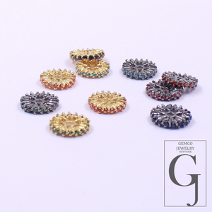 Designer Multi Color Gemstone Roundel Made In 925 Sterling Silver Handmade Finish New Designer Jewelry Making Supply