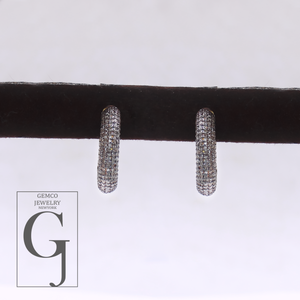 Natural Pave Diamonds Hoop Earrings - Vermeil Gold Sterling Silver Handmade Diamonds Jewelry Earrings For Her