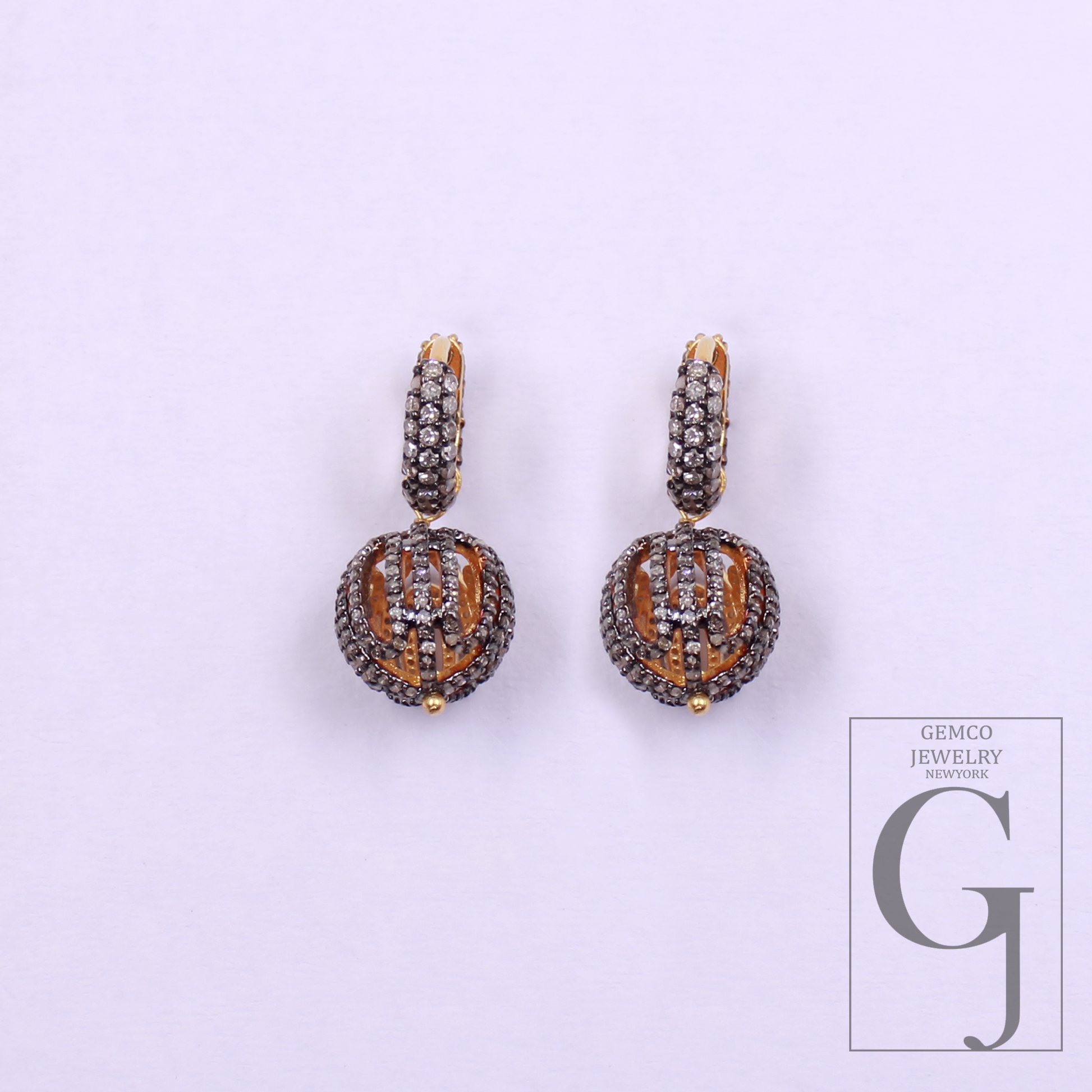 Designer Natural Pave Diamonds Hoop Earrings - Vermeil Gold Sterling Silver Handmade Diamonds Jewelry Earrings For Her