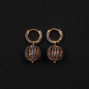 Designer Natural Pave Diamonds Hoop Earrings - Vermeil Gold Sterling Silver Handmade Diamonds Jewelry Earrings For Her