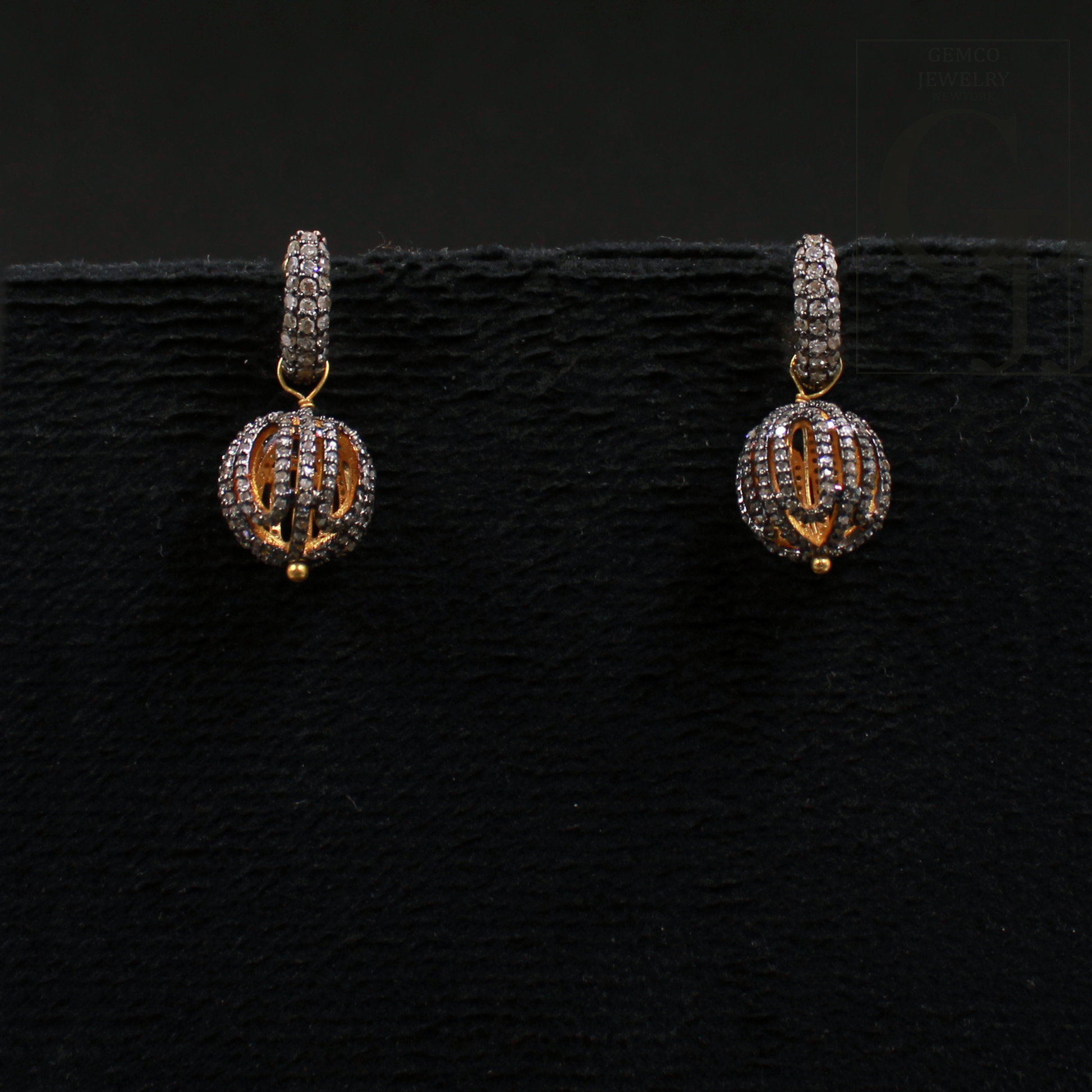 Designer Natural Pave Diamonds Hoop Earrings - Vermeil Gold Sterling Silver Handmade Diamonds Jewelry Earrings For Her