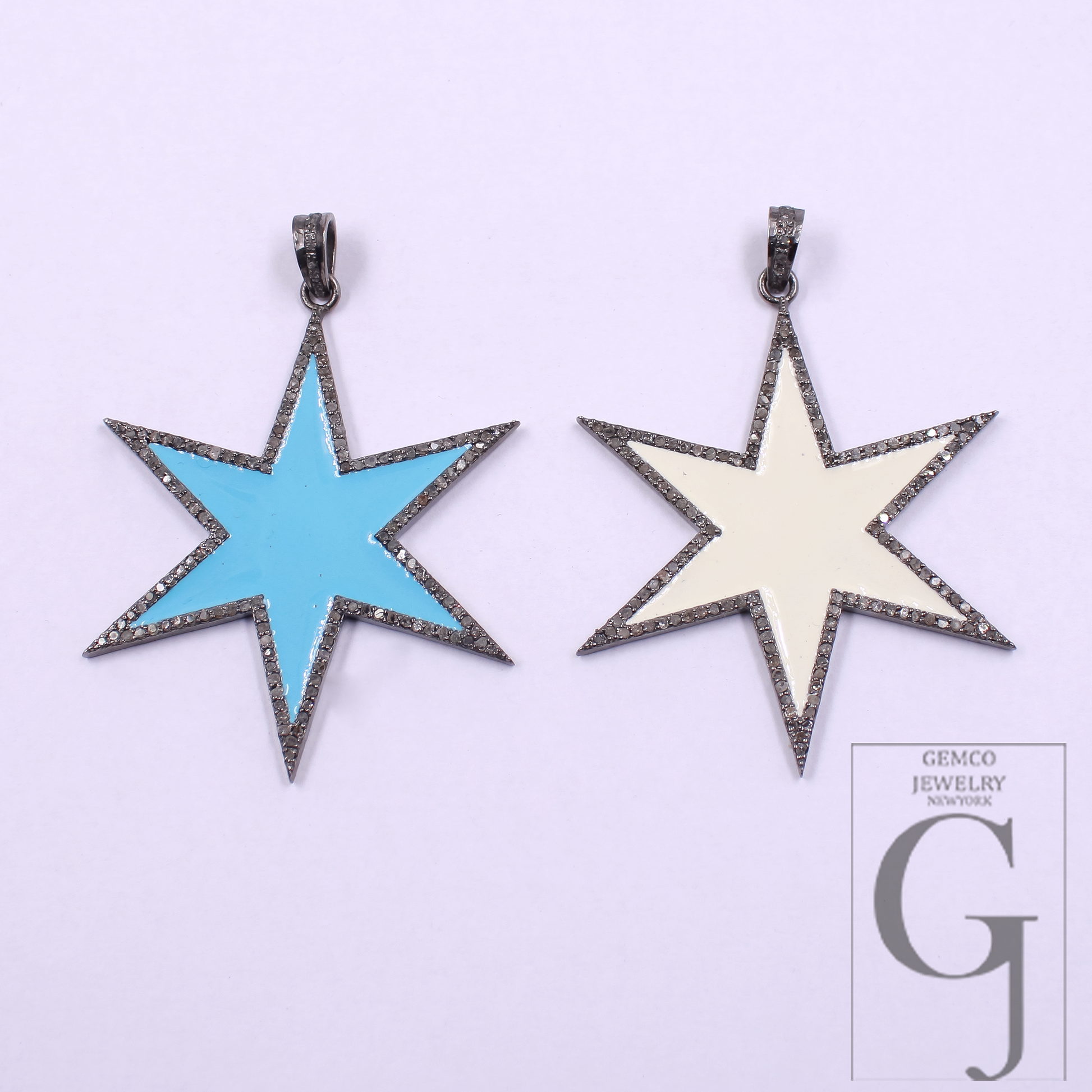 Designer Enamel Pendant With Rosecut Pave Diamond - 925 Sterling Silver Handmade Beautiful Enamel Pendant For Everyday Wear