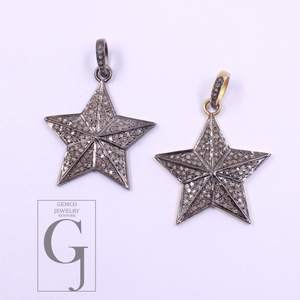 Beautiful Star Diamond Pendant In 925 Sterling Silver Handmade Finish Star Pendant Jewelry Gift For Her