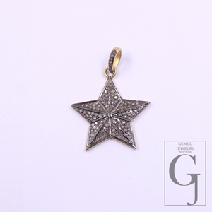 Beautiful Star Diamond Pendant In 925 Sterling Silver Handmade Finish Star Pendant Jewelry Gift For Her