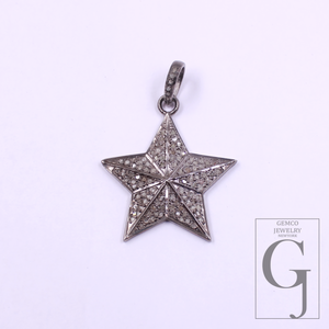 Beautiful Star Diamond Pendant In 925 Sterling Silver Handmade Finish Star Pendant Jewelry Gift For Her