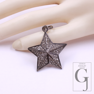 Beautiful Star Diamond Pendant In 925 Sterling Silver Handmade Finish Star Pendant Jewelry Gift For Her