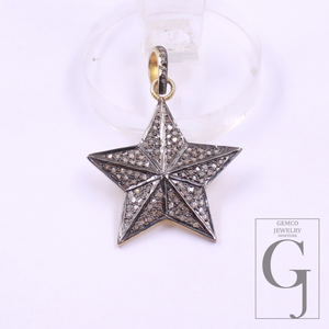Beautiful Star Diamond Pendant In 925 Sterling Silver Handmade Finish Star Pendant Jewelry Gift For Her