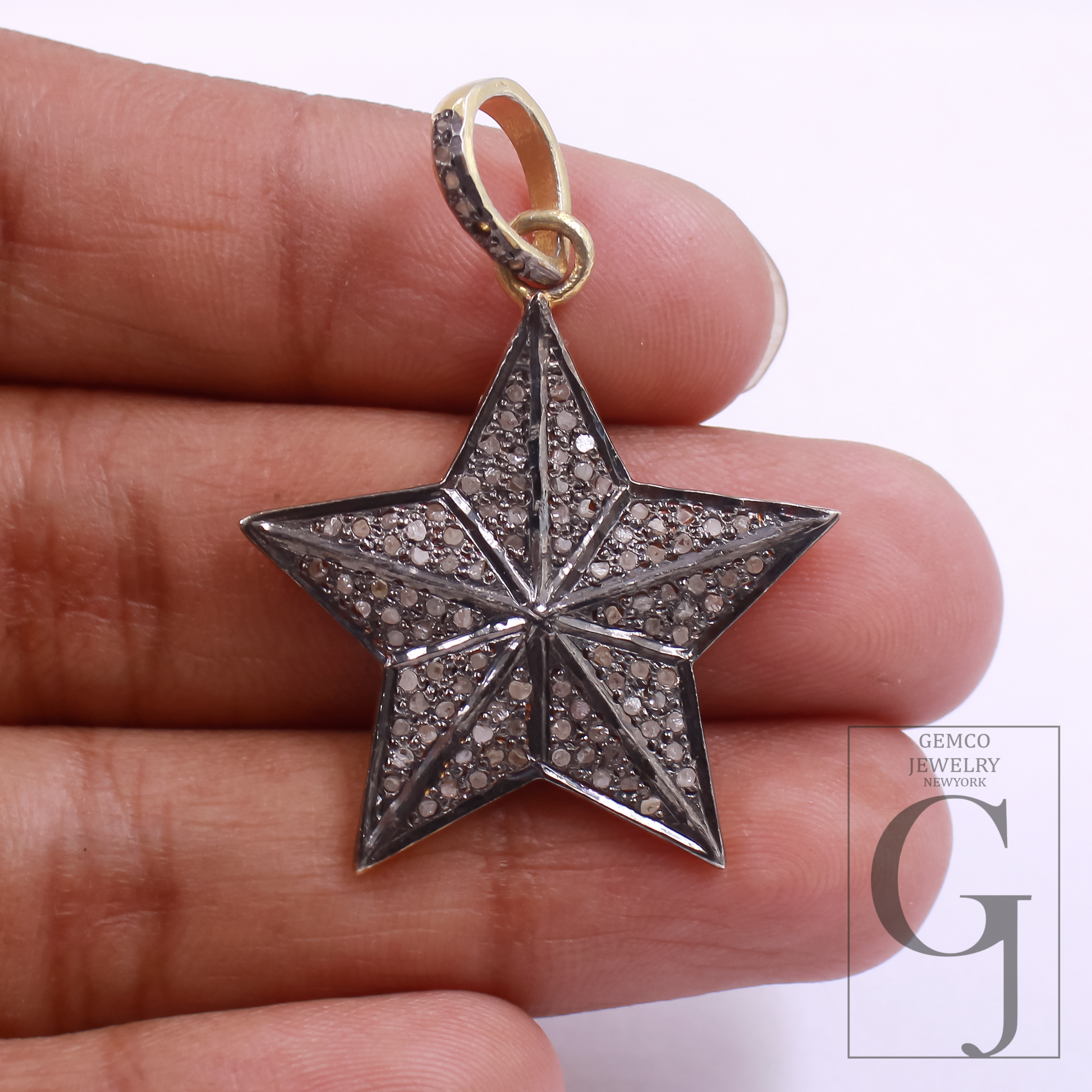 Beautiful Star Diamond Pendant In 925 Sterling Silver Handmade Finish Star Pendant Jewelry Gift For Her