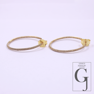 Beautiful 14k Gold Finish Designer Hoop Earrings Rosecut Pave Diamond Earrings - 925 Sterling Silver Handmade Finish Diamond Jewelry Gift For Her