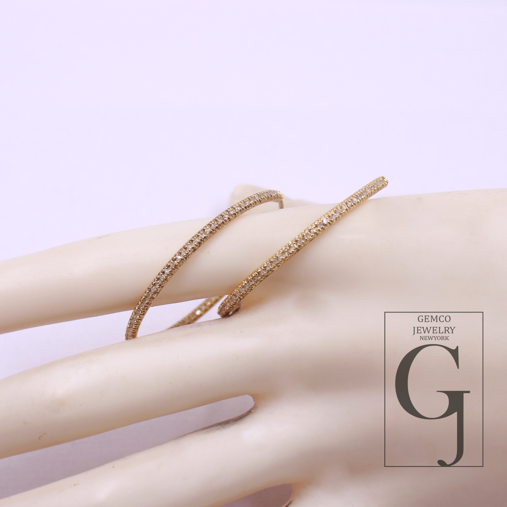 Beautiful 14k Gold Finish Designer Hoop Earrings Rosecut Pave Diamond Earrings - 925 Sterling Silver Handmade Finish Diamond Jewelry Gift For Her