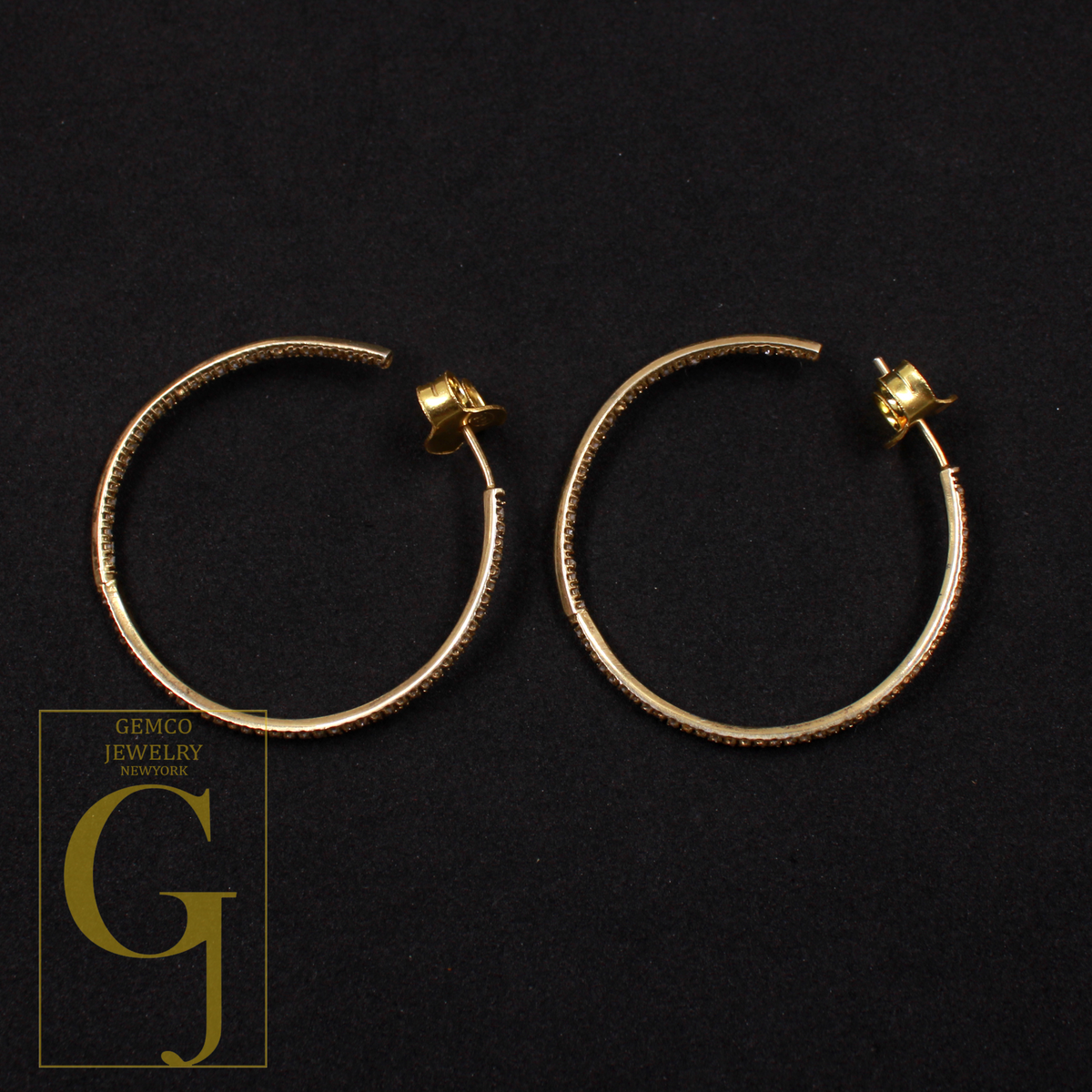 Beautiful 14k Gold Finish Designer Hoop Earrings Rosecut Pave Diamond Earrings - 925 Sterling Silver Handmade Finish Diamond Jewelry Gift For Her