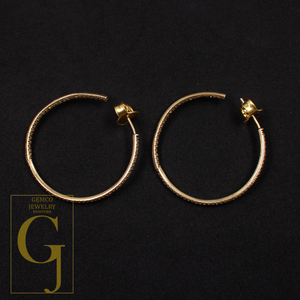 Beautiful 14k Gold Finish Designer Hoop Earrings Rosecut Pave Diamond Earrings - 925 Sterling Silver Handmade Finish Diamond Jewelry Gift For Her
