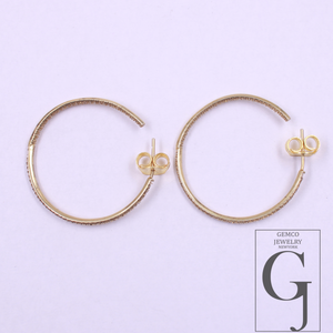 Beautiful 14k Gold Finish Designer Hoop Earrings Rosecut Pave Diamond Earrings - 925 Sterling Silver Handmade Finish Diamond Jewelry Gift For Her