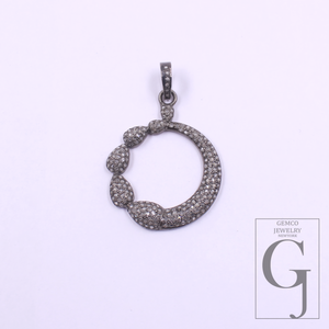 Natural Pave Diamonds Pendant In 925 Sterling Silver Handmade Finish Diamond Pendant For Everyday Wear