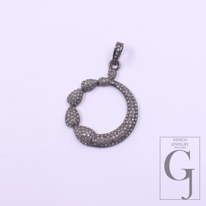 Natural Pave Diamonds Pendant In 925 Sterling Silver Handmade Finish Diamond Pendant For Everyday Wear